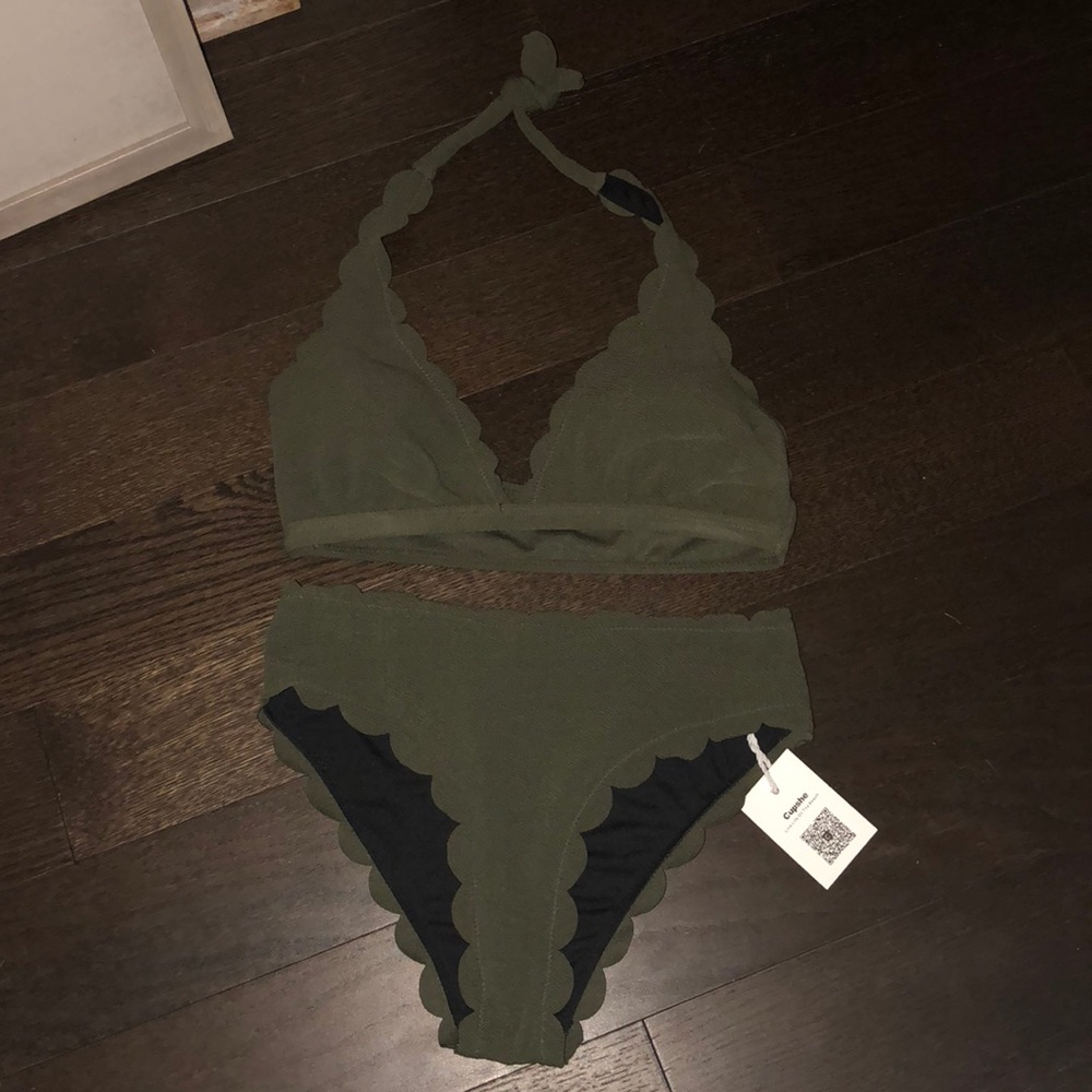 Never worn olive green scalp bikini